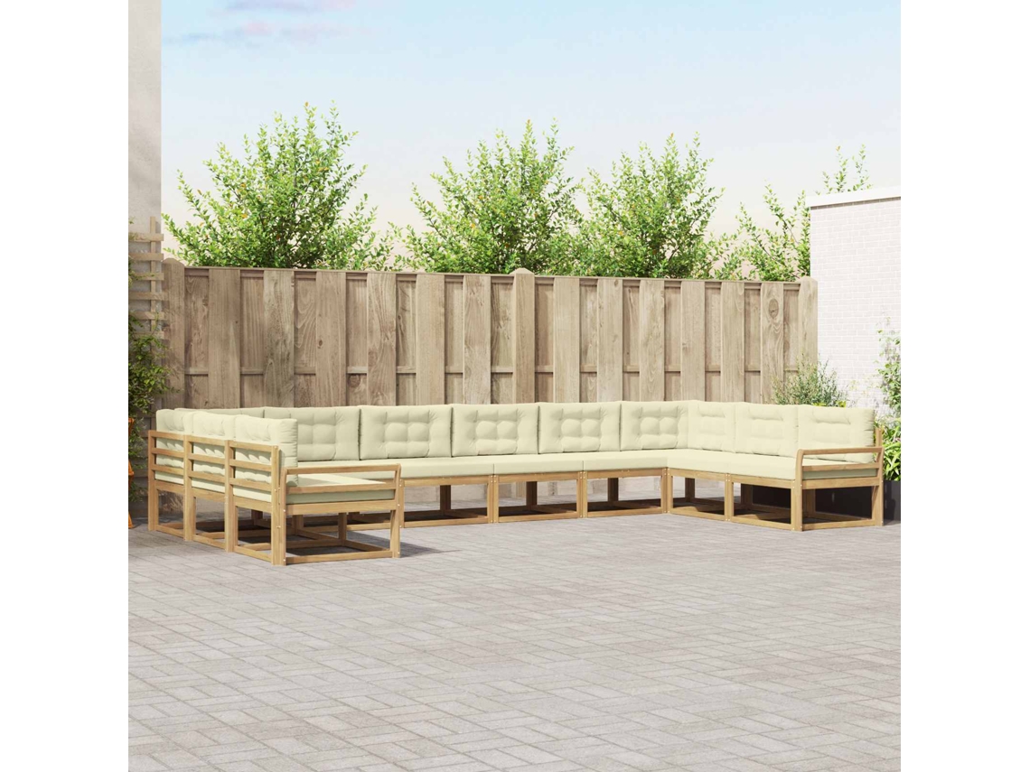 Vidaxl Conjunto De Sofás Para Exterior 10 Pcs Branco E Creme