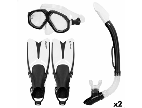 Óculos de Mergulho com Tubo e Barbatanas AQUASPORT Preto Adultos (2 Unidades)