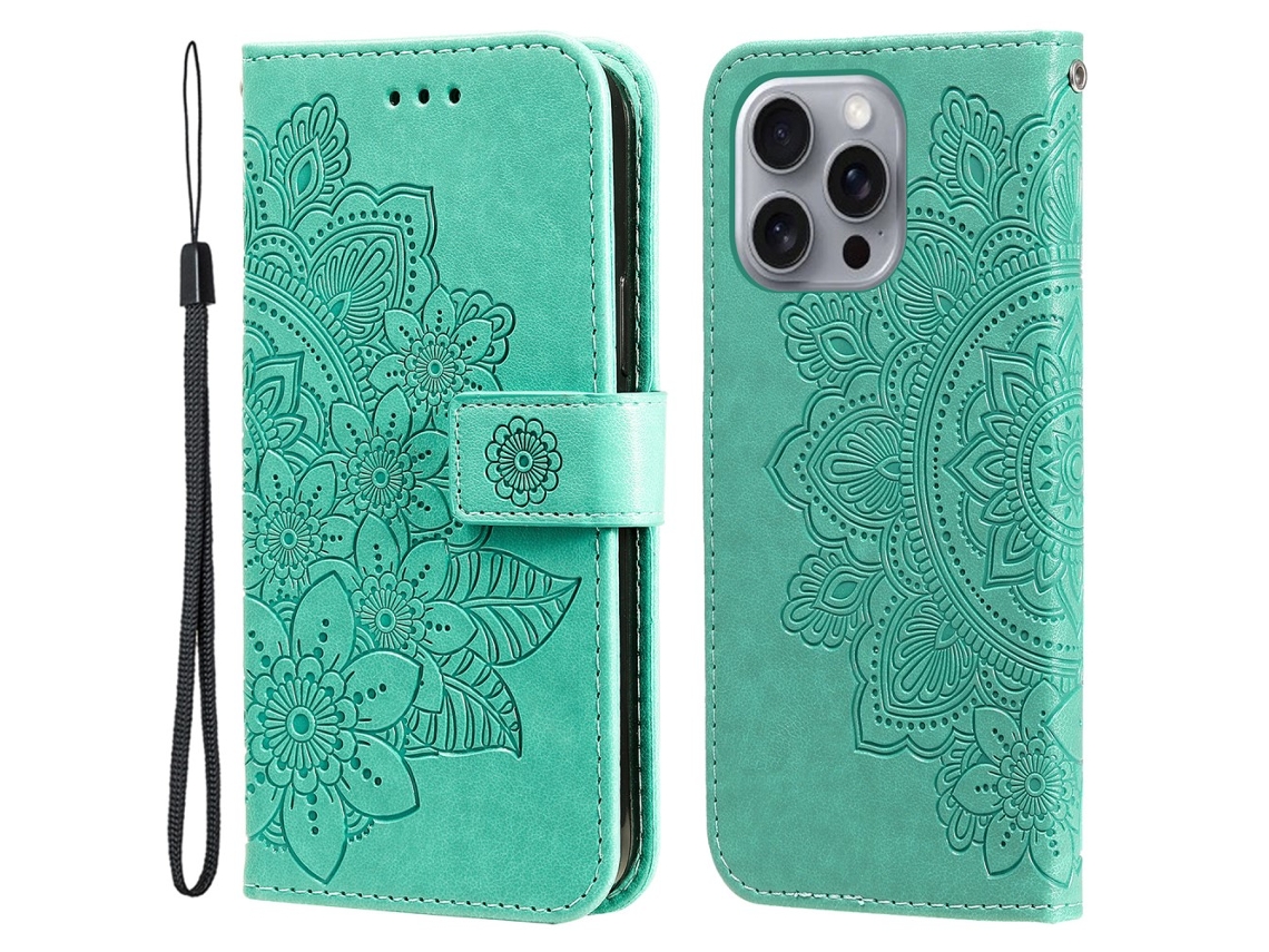 Capa Em Couro Pu Para Apple Iphone 16pro Max Verde