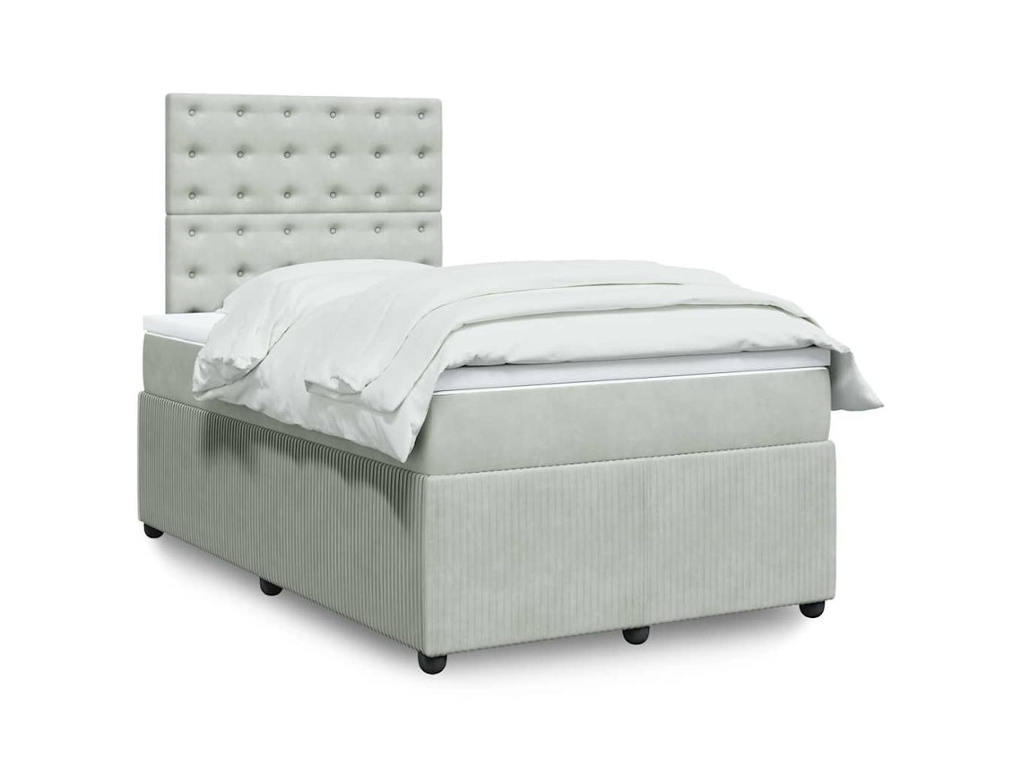 Vidaxl Cama Boxspring C/ Colchão 120x200 Cm Veludo Cinzento-claro