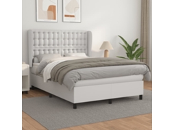 Vidaxl Cama Com Molas/colchão 140x190 Cm Couro Artificial Branco