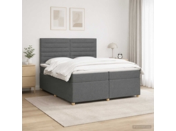 Vidaxl Cama Box Spring Com Colchão Cinzento-escuro 200 X 200 Cm Tecido