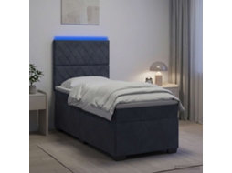 Vidaxl Cama Box Spring Com Colchão E Led Cinzento-escuro 90 X 190 Cm