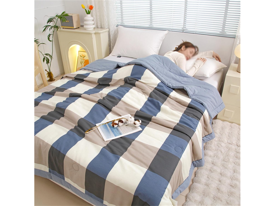 Colcha Acolchoada Fansu em Algodão Ideal para Ar Condicionado 100% Conjunto de Cama Sofá com Estampa Nórdica 1