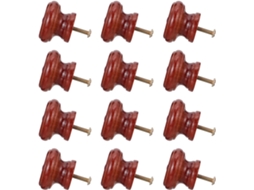 Conjunto De 12 Puxadores De Madeira Marrom Para Armários, Design Exclusivo.