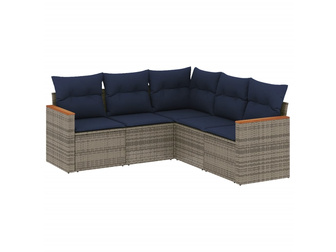 Conjunto de Sofá de Jardim, 5 Peças, Almofadas, Rattan Cinza MAISON EXCLUSIVE