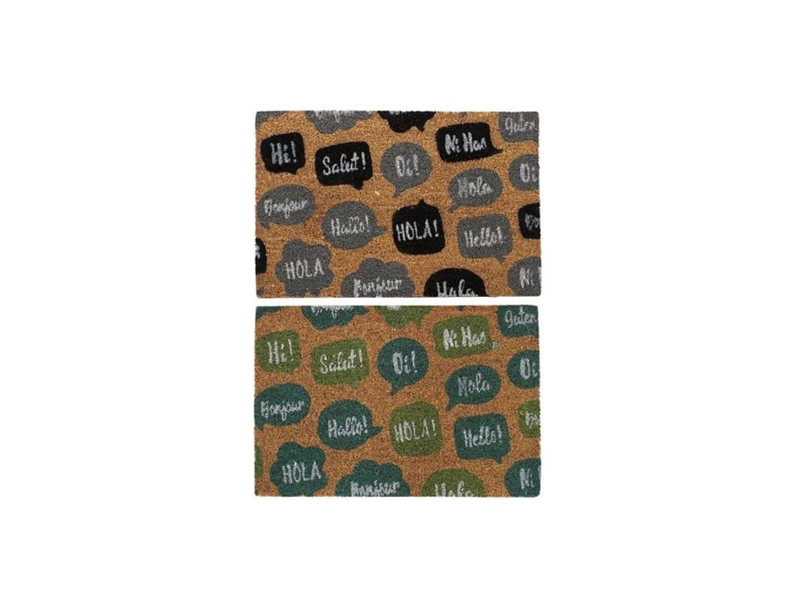Tapete de Borracha e Fibra de Coco DKD HOME DECOR 60x40 Cm Marrom, Preto, Cinza, Menta Pelo Curto