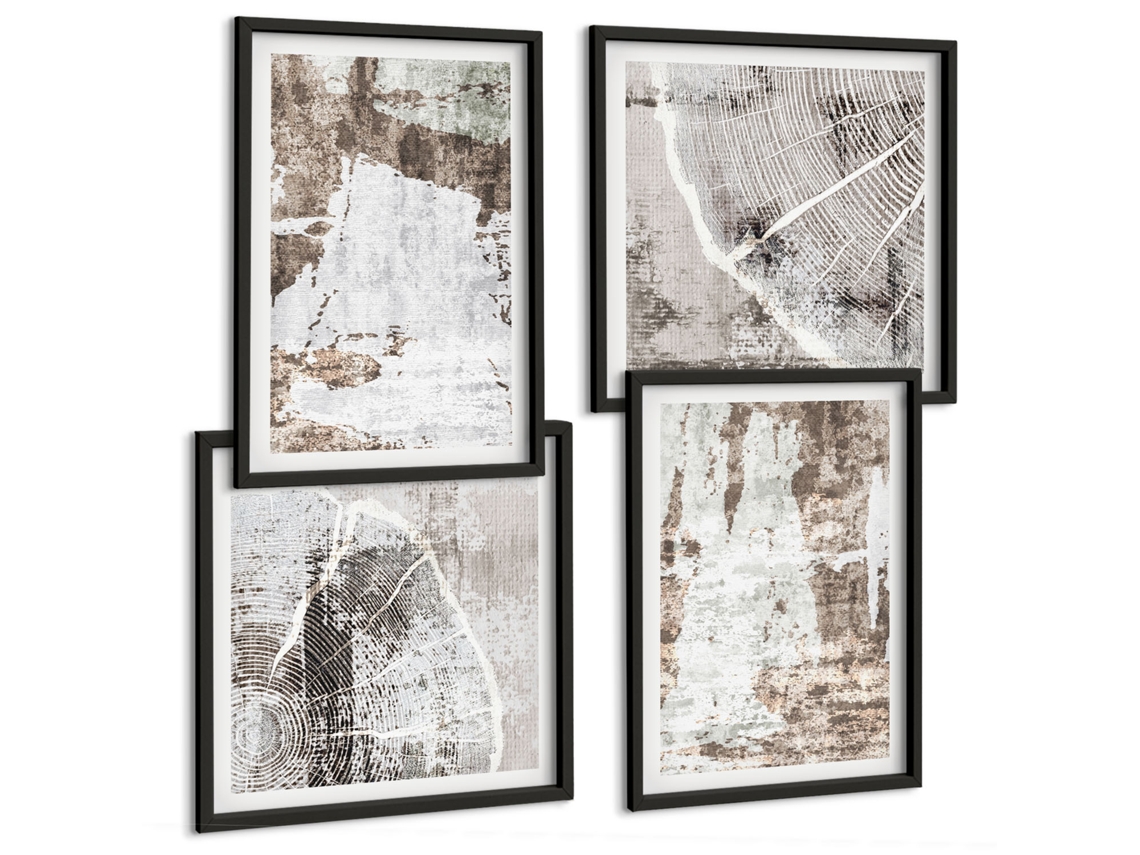 Pinturas Murais Modernas Vista Relaxante, Buda, Zen Moldura Preta Quadros Para O Escritório Espelharte (conjunto De 4 Imagens)