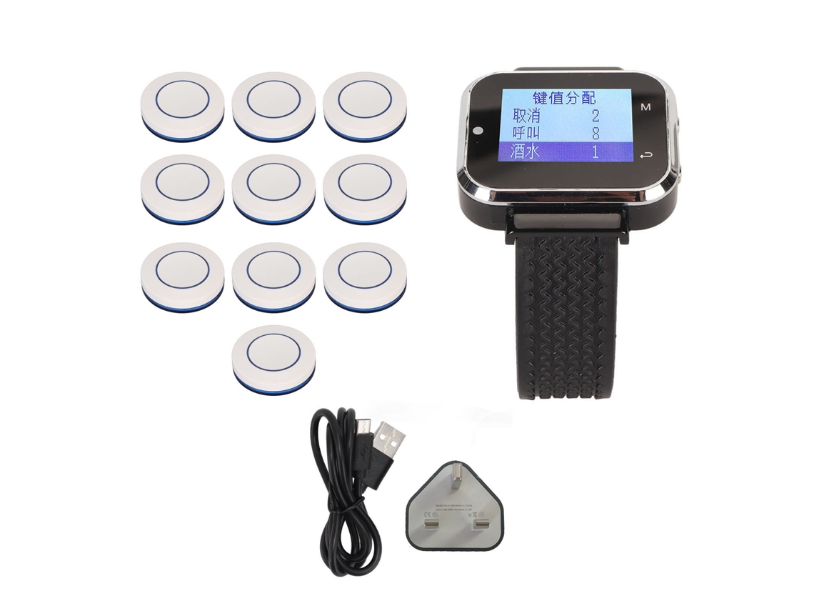 Sistema De Chamada Sem Fio Com 1 Relógio E 10 Pagers