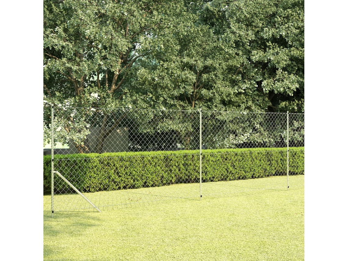 Vidaxl Cerca De Arame Com Postes 15x1,5 M Aço Galvanizado Prateado
