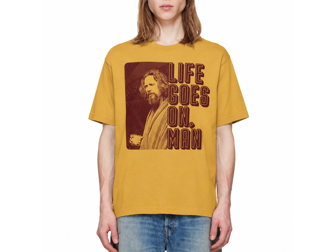 Rockinstone The Big Lebowski Life Goes On Man Solid Ginger Adult T-shirt Size:xl