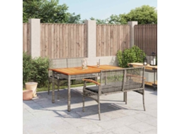 Vidaxl 3 Pcs Conjunto De Jantar P/ Jardim C/ Almofadões Vime Pe Cinza