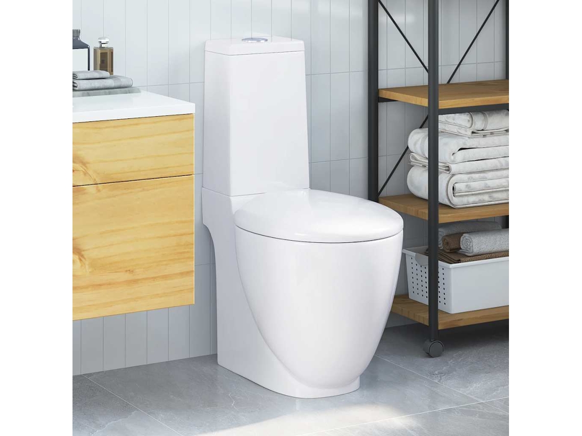 Vidaxl Sanita Wc Redonda Cerâmica C/ Descarga Água Inferior Branco