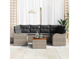 Vidaxl Conjunto De Sofá De Jardim 7 Unid. Cinzeto Vime Pe