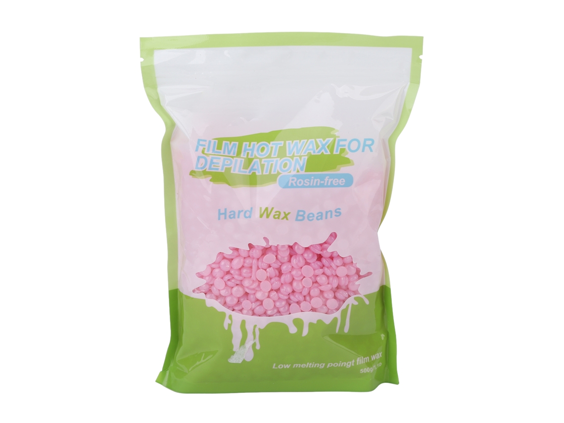 Pérolas de cera dura 500g para depilação facial, pernas, peito e costas, para homens e mulheres, rosa sakura