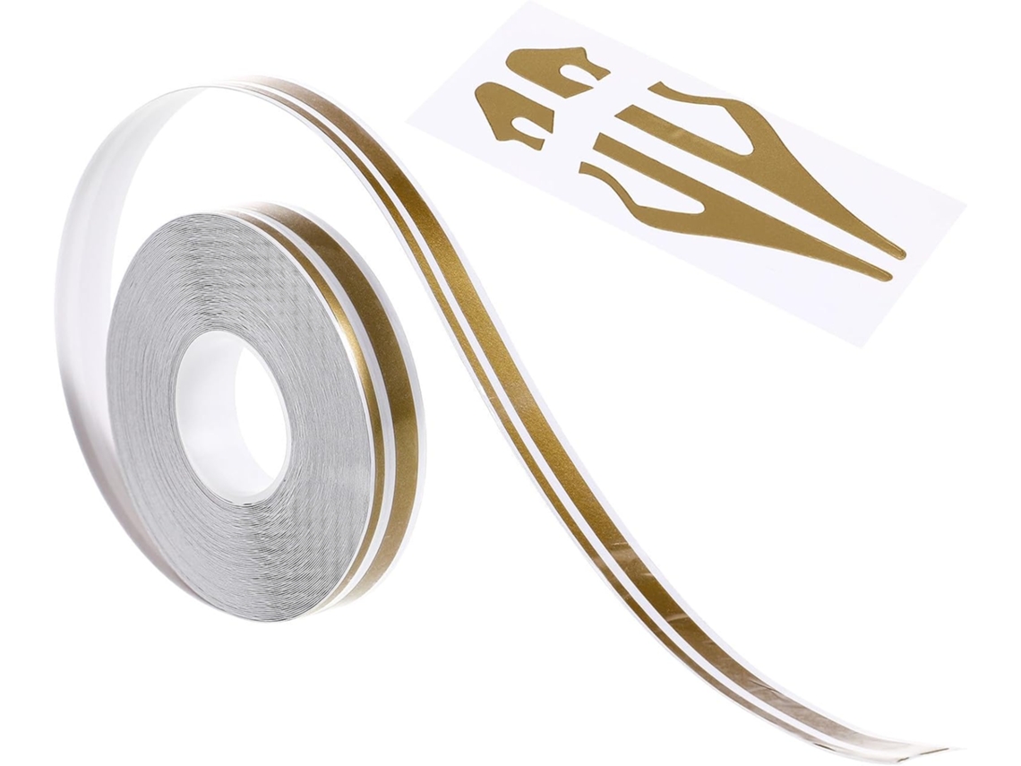Adesivo Decorativo Para Carro Com Faixa Lateral Dourada Em Pvc