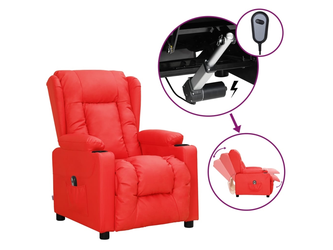 Electric Recliner Chair, Electric Recliner Chairs Vidaxl Vermelho Couro Artificial
