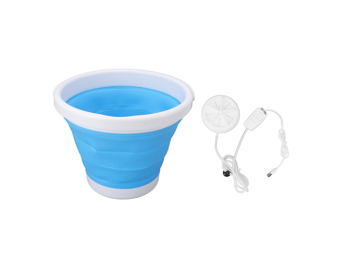 Lavadora Ultrassônica Portátil de 5 Litros com Usb, Dobrável, para Lavar Roupas Íntimas e Meias de Bebê, Azul BRILVIBERA