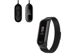 Kit Pulseira Bracelete Milanese Loop Fecho Magnético Carregador Usb Charger Xiaomi Mi Band 4 Preto