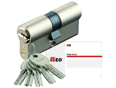 Cilindro Europeu City Isr6 50x50mm 6 Pinos De Aço Inoxidável 2 Entradas 5 Chaves Incluídas