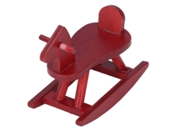Primerox cavalo de Rocking em Miniatura de Madeira para Casinha de Bonecas 1:12 Cor Mogno Brinquedo Decorativo