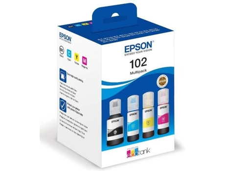 Garrafa de Tinta EcoTank 102, 337 ml, Preto, Azul, Magenta e Amarelo, Multipack, C13T03R640