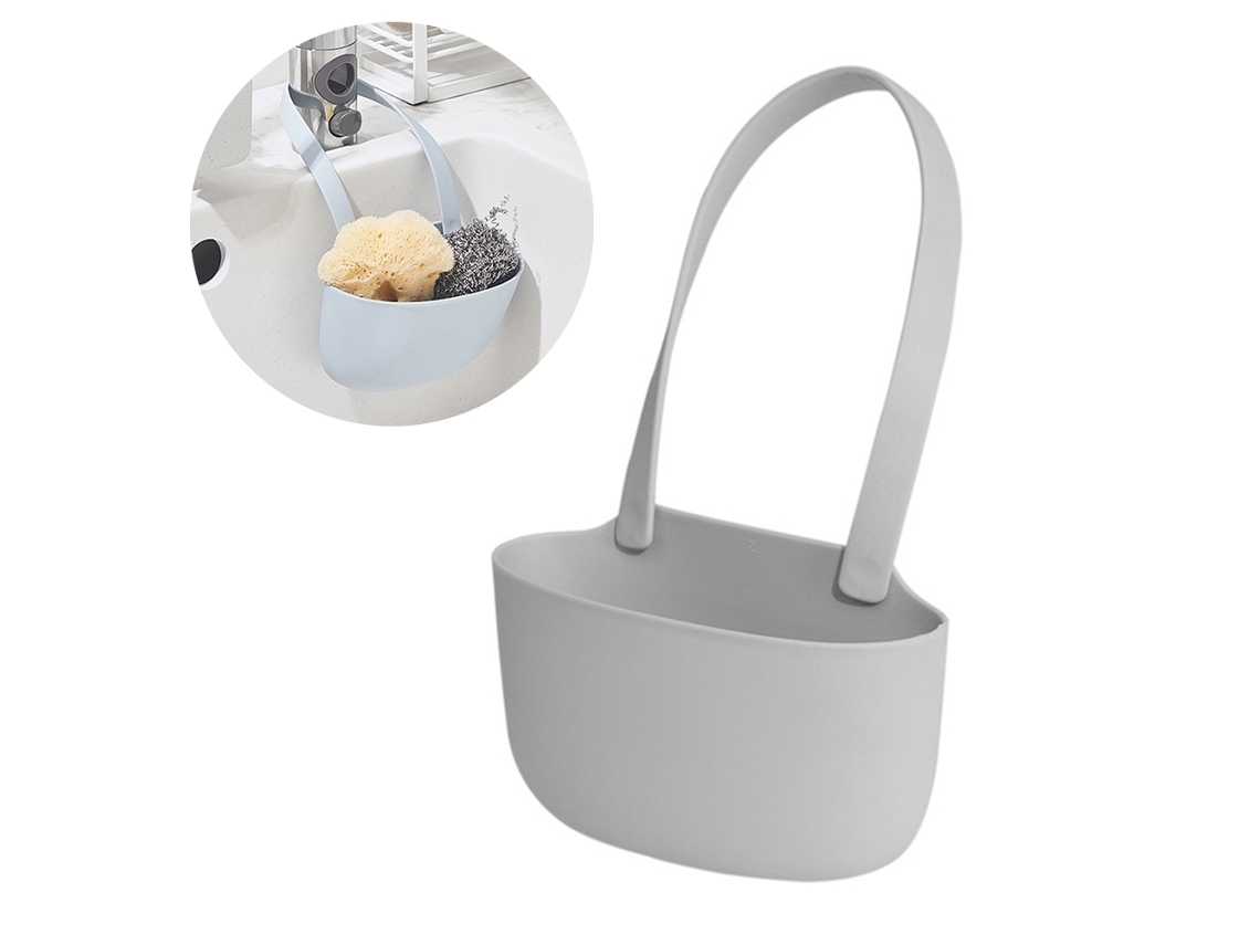 Suporte para Esponja de Pia Suspenso Caddy de Armazenamento com Drenagem para Cozinha Tpr Branco Cinza Azul Claro | S/MARCA