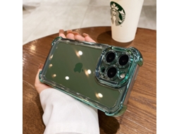 Capa Para Iphone 17/air 6d, Resistente A Quedas, Verde, Transparente, Silicone Com Cobertura Total E Cantos Reforçados.
