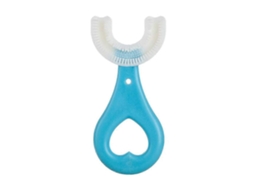 2 Escovas de Dentes em Formato U, Borracha Macia Grau Alimentício, para Treinamento e Higiene Bucal Bebês, C Or Azul com Coração GOKOCO