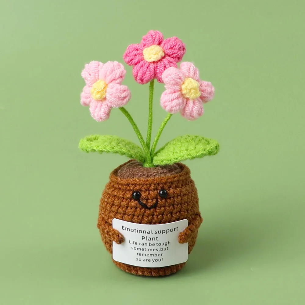 (1 Peça) Vaso De Crochê Fofo, Decoração De Casa Para Plantas Feita À Mão Em Crochê