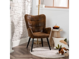 Poltrona Dossier Médio Retro Vintage para Sofá de Lazer em Microfibra Marrom Kanas MEUBLES COSY