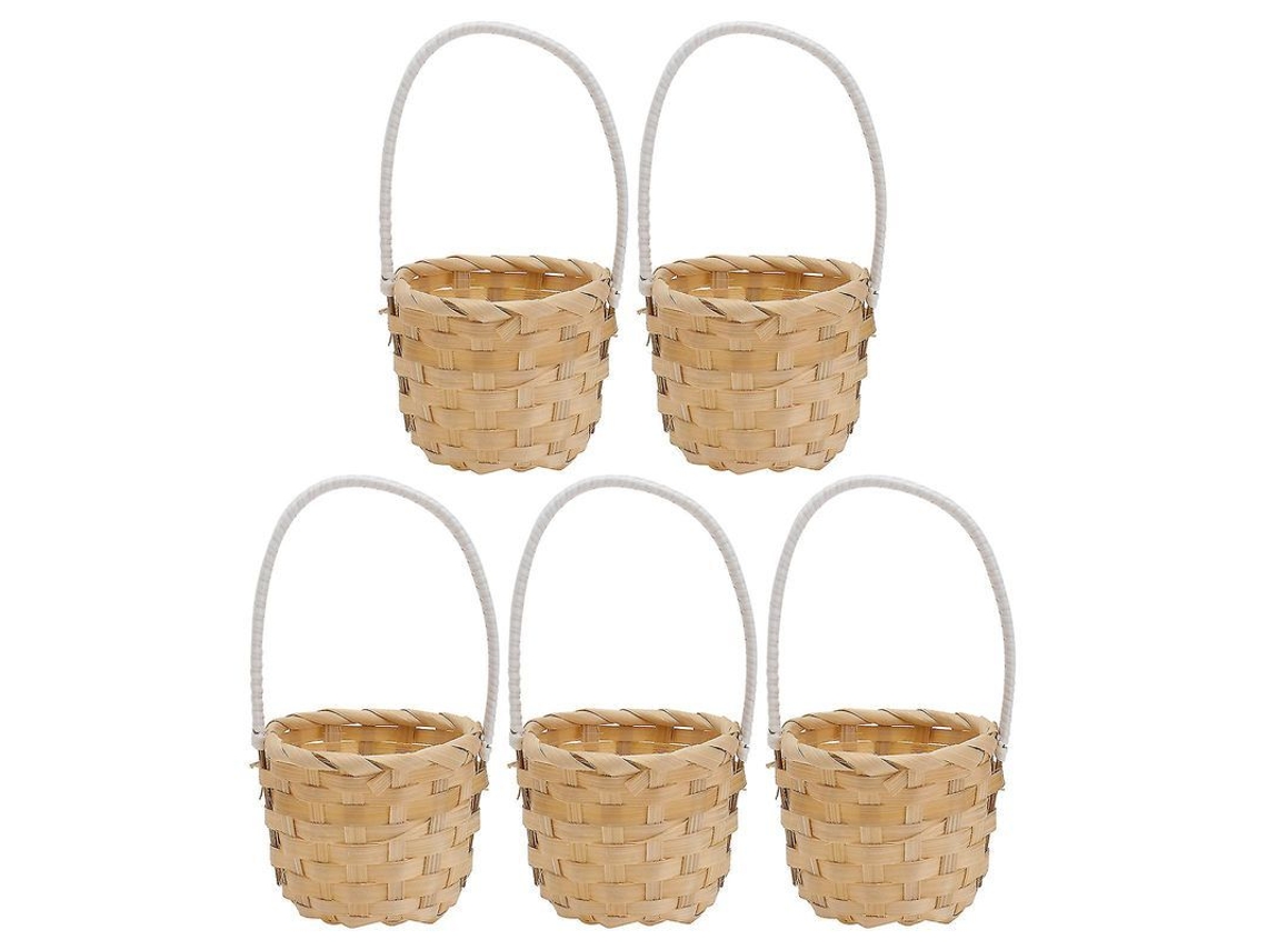 2026 5 Cestas de Mimbre de Bambú Prácticas para Picnic, Florero Y Almacenamiento En El Hogar