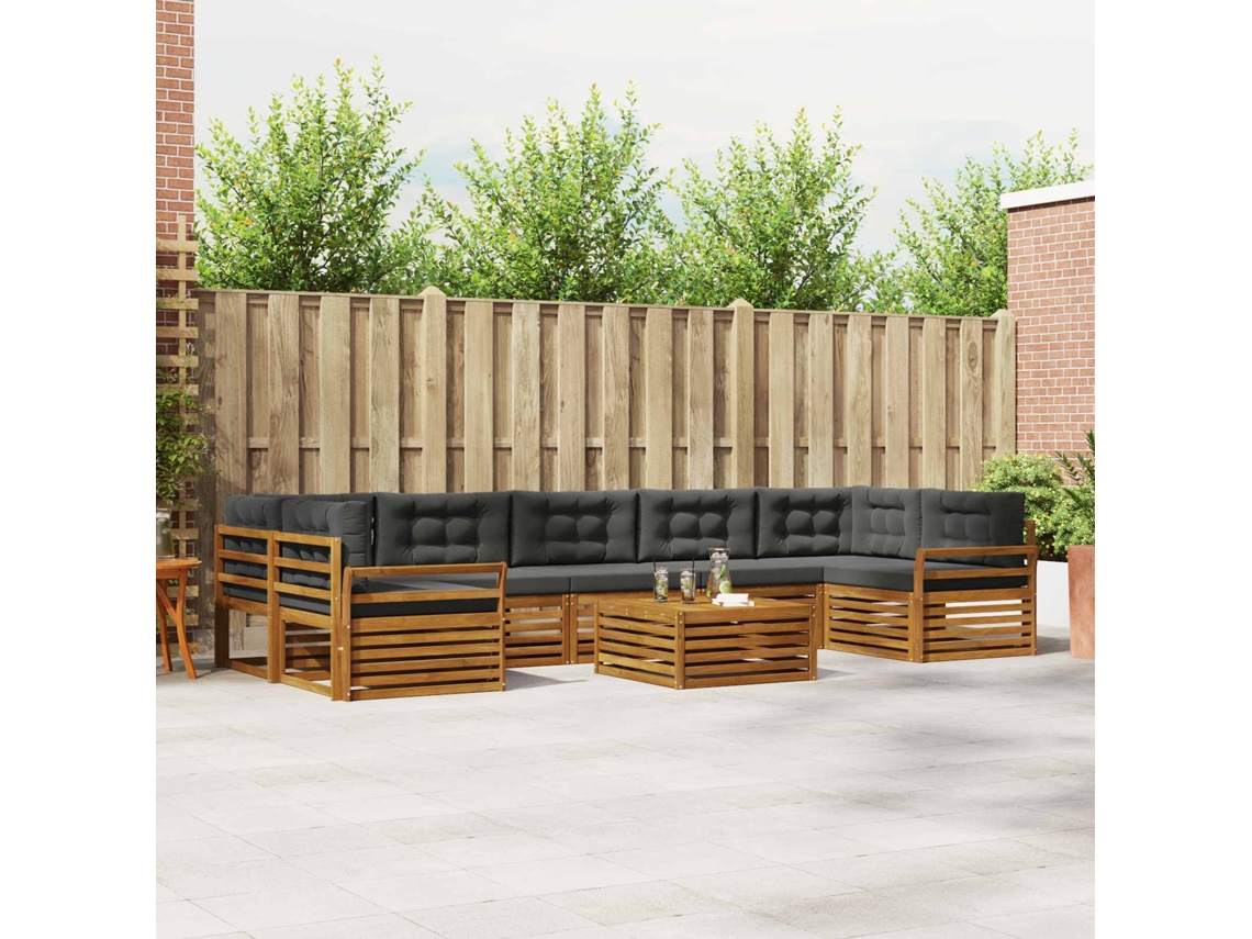 Vidaxl Conjunto De Sofás Para Exterior 8 Unid. Natural E Antracite