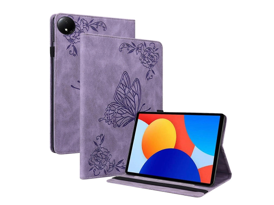 Capa de couro para tablet Webake com estampa de borboleta e flor