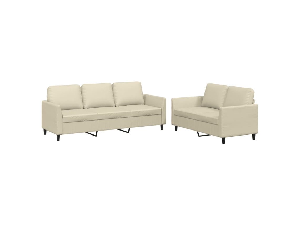 Sofa Set, Sofa Sets Vidaxl Creme Couro Artificial (n/a)