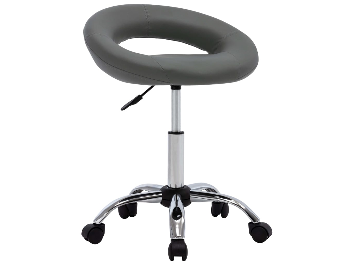 Vidaxl Cadeira De Trabalho Com Rodas Couro Artificial Cor Cinzento