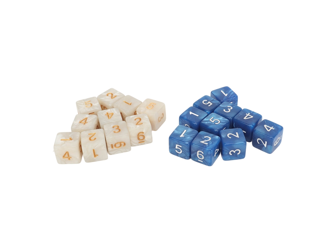 Conjunto De 20 Dados De Acrílico Com Cantos Quadrados 6 Lados Para Jogos Matemáticos Branco E Azul