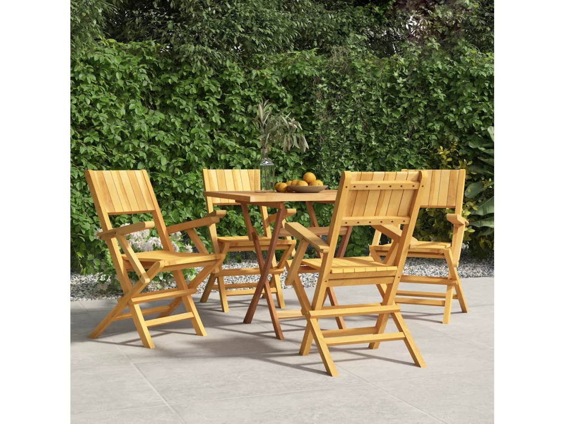 Cadeiras De Jardim Dobráveis 4 Pcs 55x61x90 Cm Teca Maciça Dkd Home Decor
