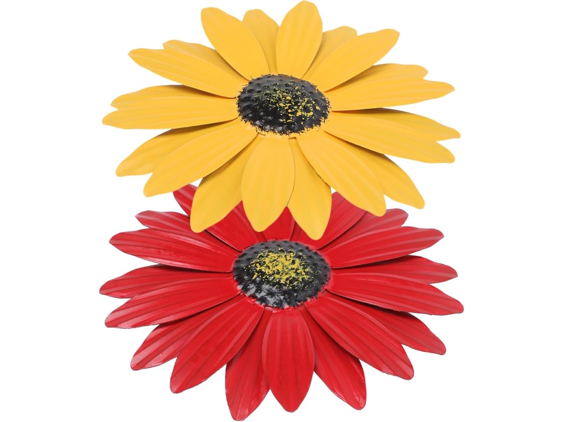Decoração Parede Ferro Jardim 2 Peças Margaridas Prática Decorativa Varanda Externo Estilo Simples Criativo GOKOCO