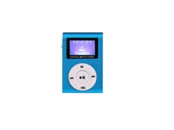 Leitor MP3 Minicubo Player Display Recarregável Portátil de Música com Fone de Ouvido Cabo Usb Azul