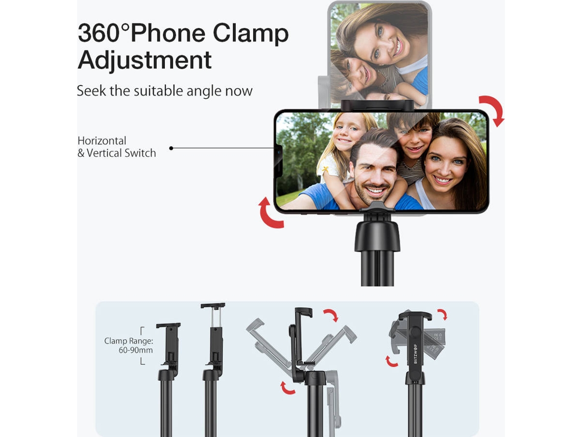 Selfie Stick BLITZWOLF BWBS10 Plus (Universal Preto) Worten.pt