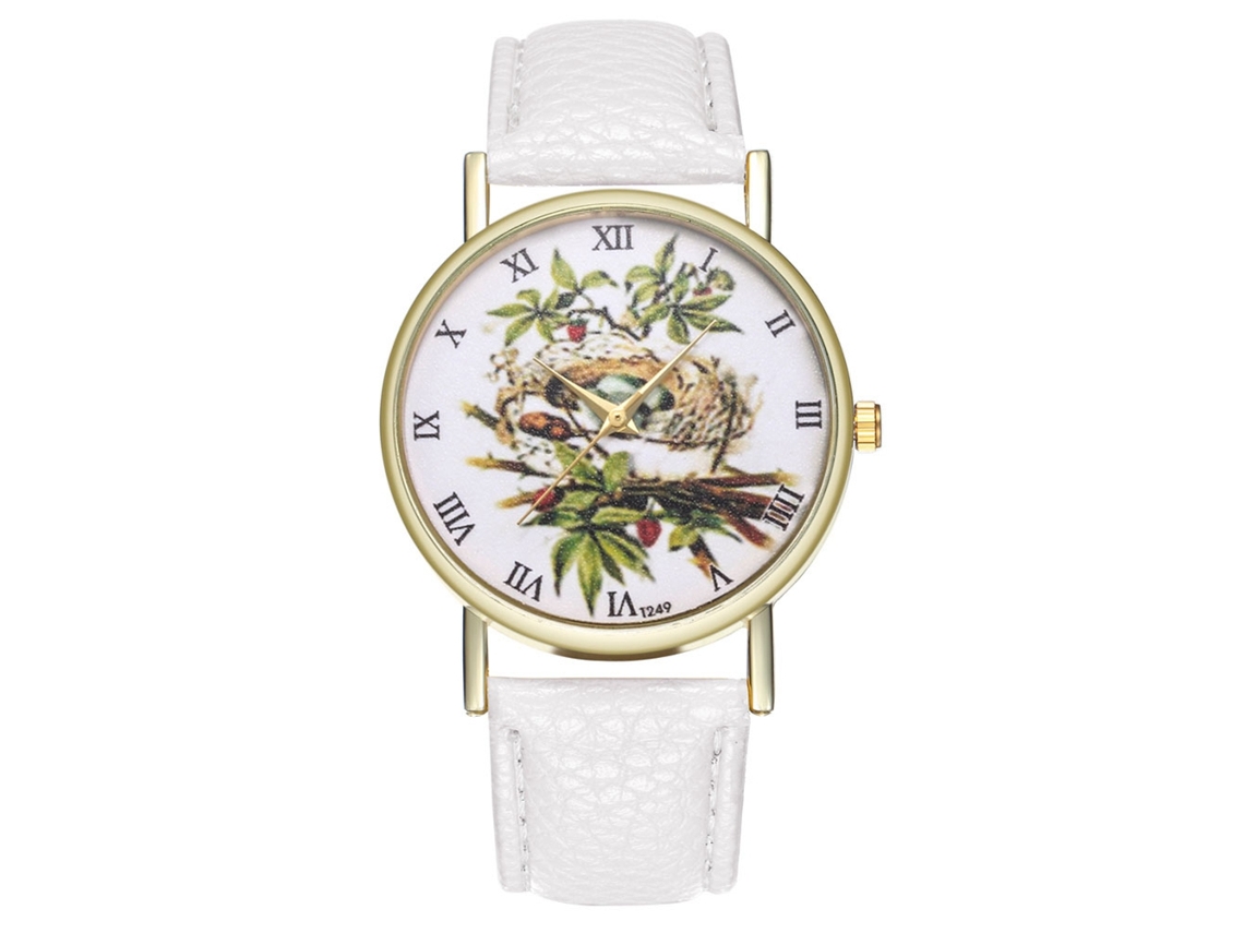 Relógio de Pulso Analógico de Quartzo com Pulseira de Pu para Casais Estilo Moderno e Elegante (branco)