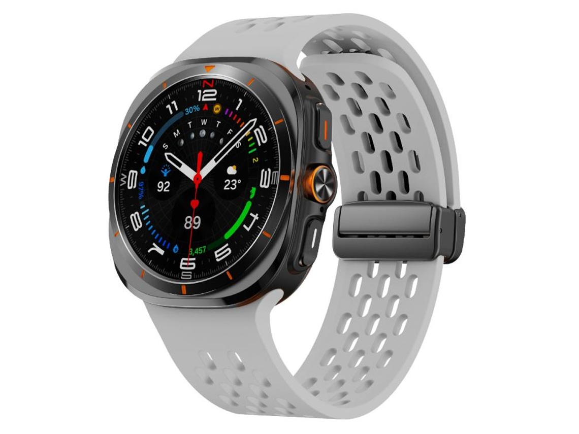 Bracelete Para Samsung Galaxy Watch Ultra (47mm) - Malha Magnética De Silicone - Cinza