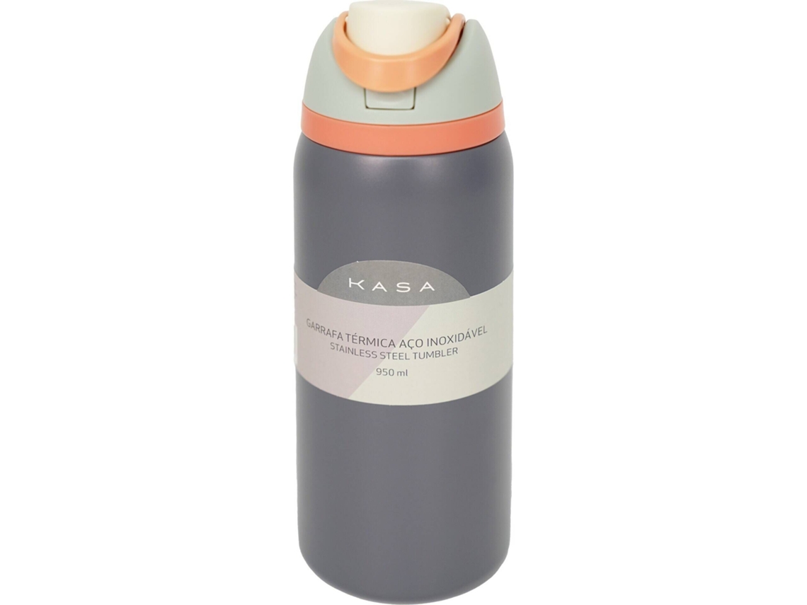Garrafa Térmica 950ml Cinza E Verde Kasa