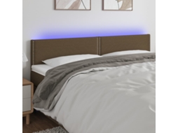 Vidaxl Cabeceira De Cama C/ Luzes Led Tecido 200x5x78/88 Cm Castanho