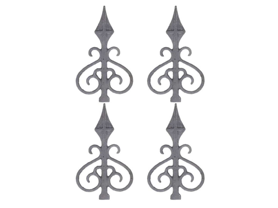 Kit de 4 Ponteiras Decorativas em Ferro Fundido Kichouse para Cercas, com Proteção Contra Escalada, Ideais para Cercas CHABERLU