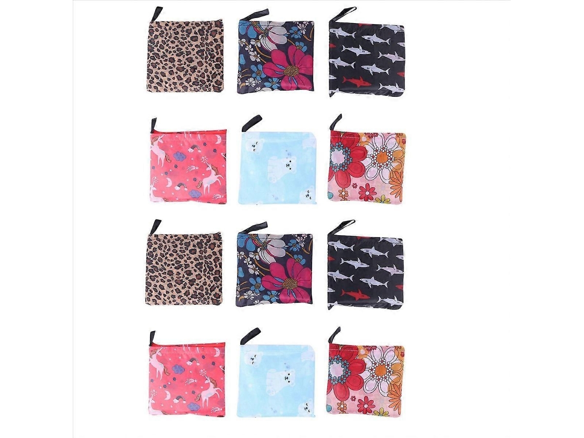 Pacote com 12 Sacolas de Compras Reutilizáveis, Ecológicas e Dobráveis, 6 Modelos, Grandes, Resistentes e Laváveis GOKOCO