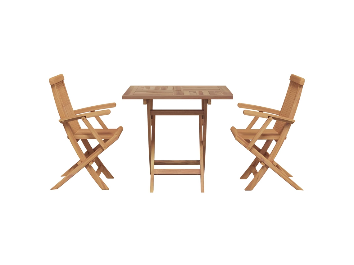 Vidaxl Conjunto de Jantar para Jardim 3 Pcs Castanho