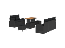 Conjunto 8 Móveis De Jardim Vidaxl Preto Vime Pe (90 X 55 X 71 Cm)