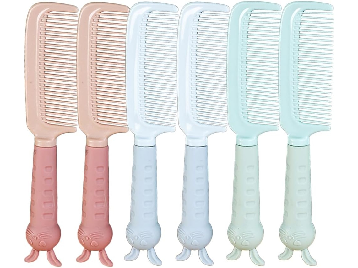 Canetas antiestáticas para cabelo, acessórios de plástico para cabelo, conjunto de 6 unidades, design animado.